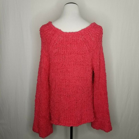 Free People Pink Sand Dune Sweater Fuzzy V Neck - Picture 5 of 8